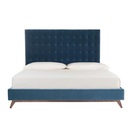 Safavieh Tsarina Velvet Tufted Bed, Dusty Blue - King Size KNT4091D-K-3BX